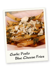 Garlic Pesto Blue Cheese Fries